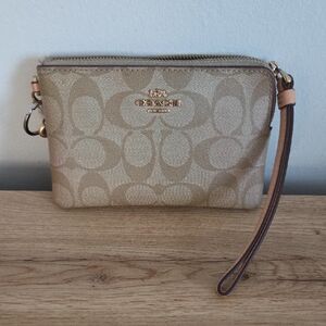 Coach Signature Beige Wristlet